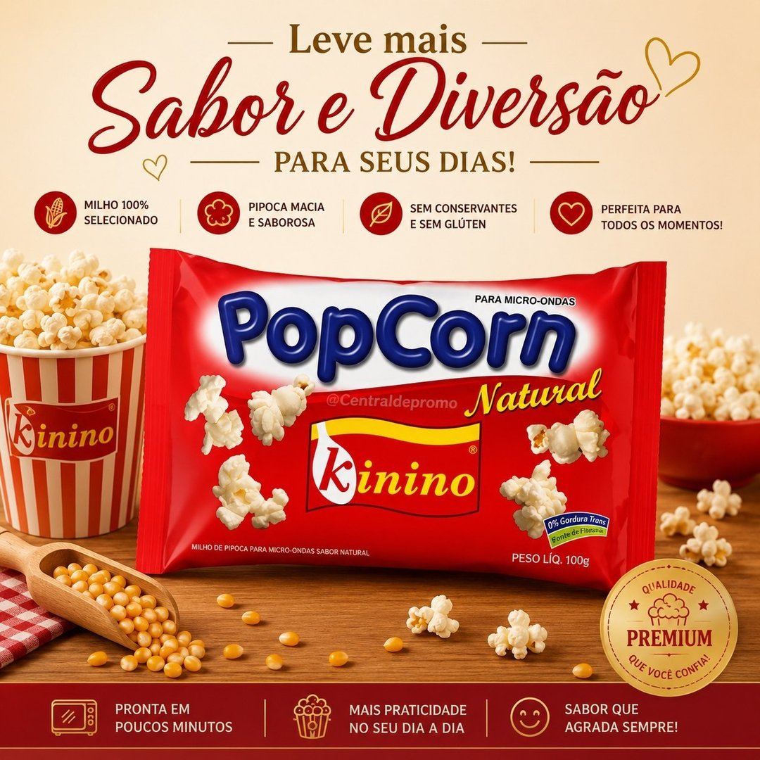 PIPOCA MICROONDAS NATURAL KININO 100G