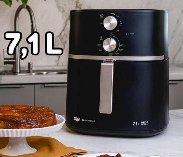 WAP Fritadeira Elétrica Air Fryer MEGA FAMILY 7,1 Litros, Temperatura Ajustável, Revestimento Antiaderente, 1700W 127V