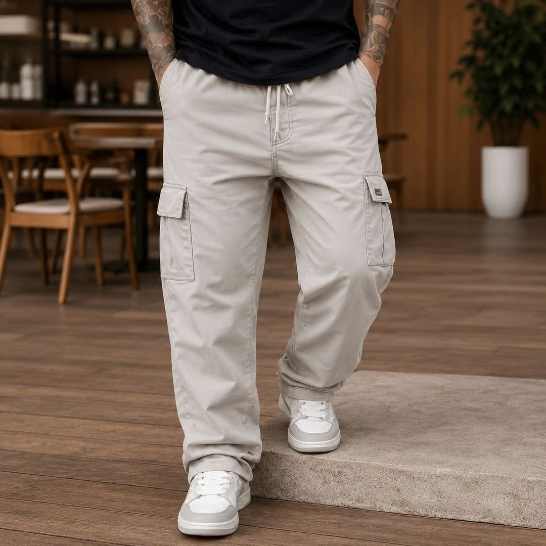 🤓Calça Cargo Jeans Masculina Larga Com 5 Bolsos Estilo Skate