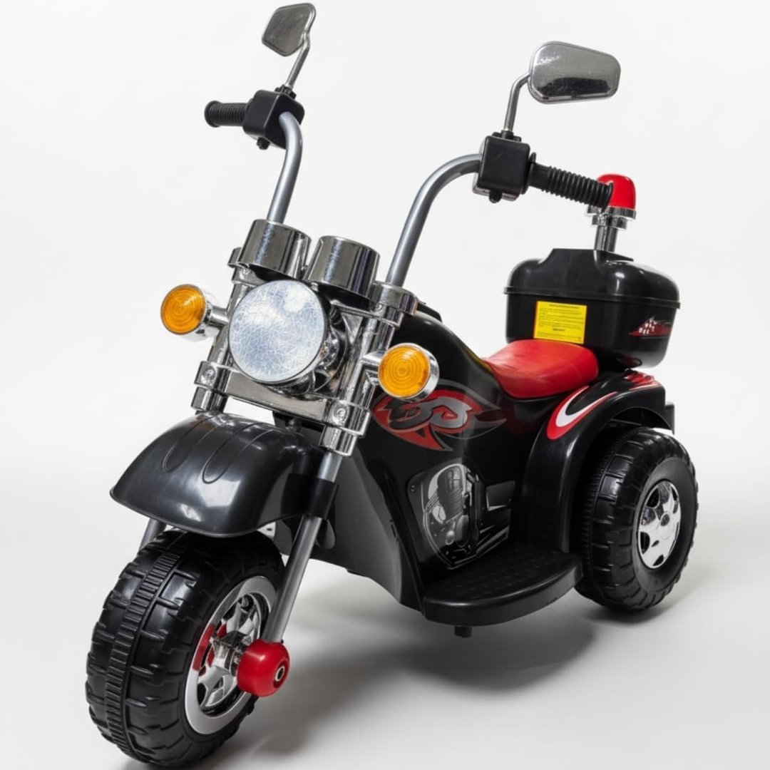 Mini Moto Motocicleta Elétrica Preta Infantil 6V com Som Luz Retrovisor