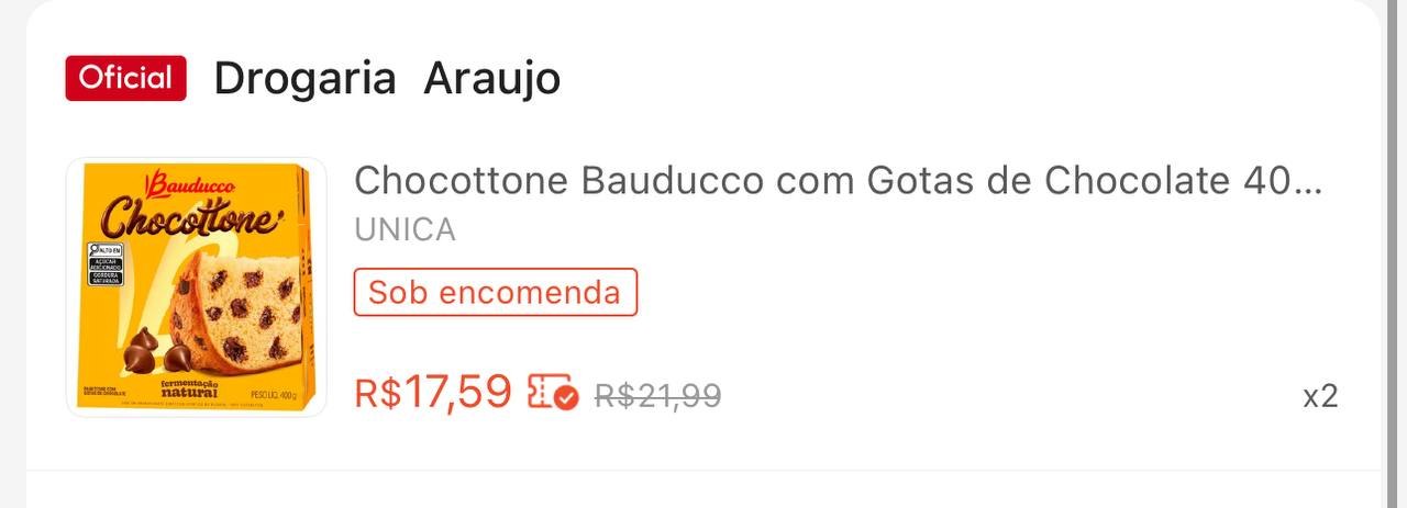 Chocottone Bauducco com Gotas de Chocolate 400g