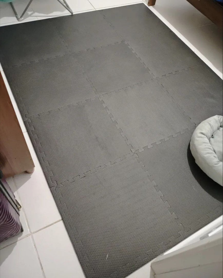 Kit 12 Tapetes Tatame Eva Preto Academia Yoga 50x50cm 10mm Preto Lisa