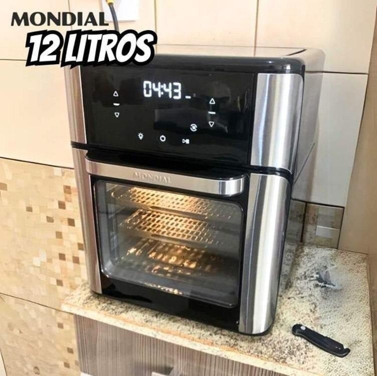 MONDIAL Fritadeira Air Fryer Forno Oven 12L, Preto/Inox, 2000W, 220V - AFON-12L-BI