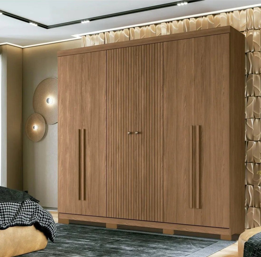 Guarda-roupa Casal 6 Portas 4 Gavetas Santos Andira Buriti Larg: 231,6cm, Alt: 224cm, Prof: 46,3cm