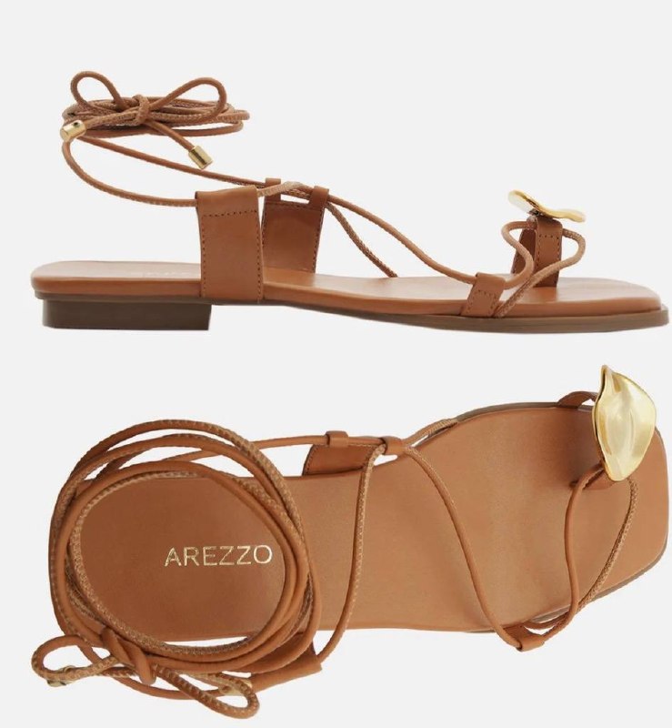 Rasteira Marrom Arezzo Bico Quadrado Amarração