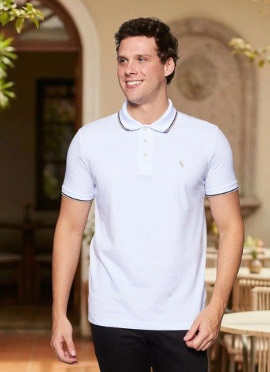 Polo Friso Duplo Rsv 26 Reserva Branco Lisa M