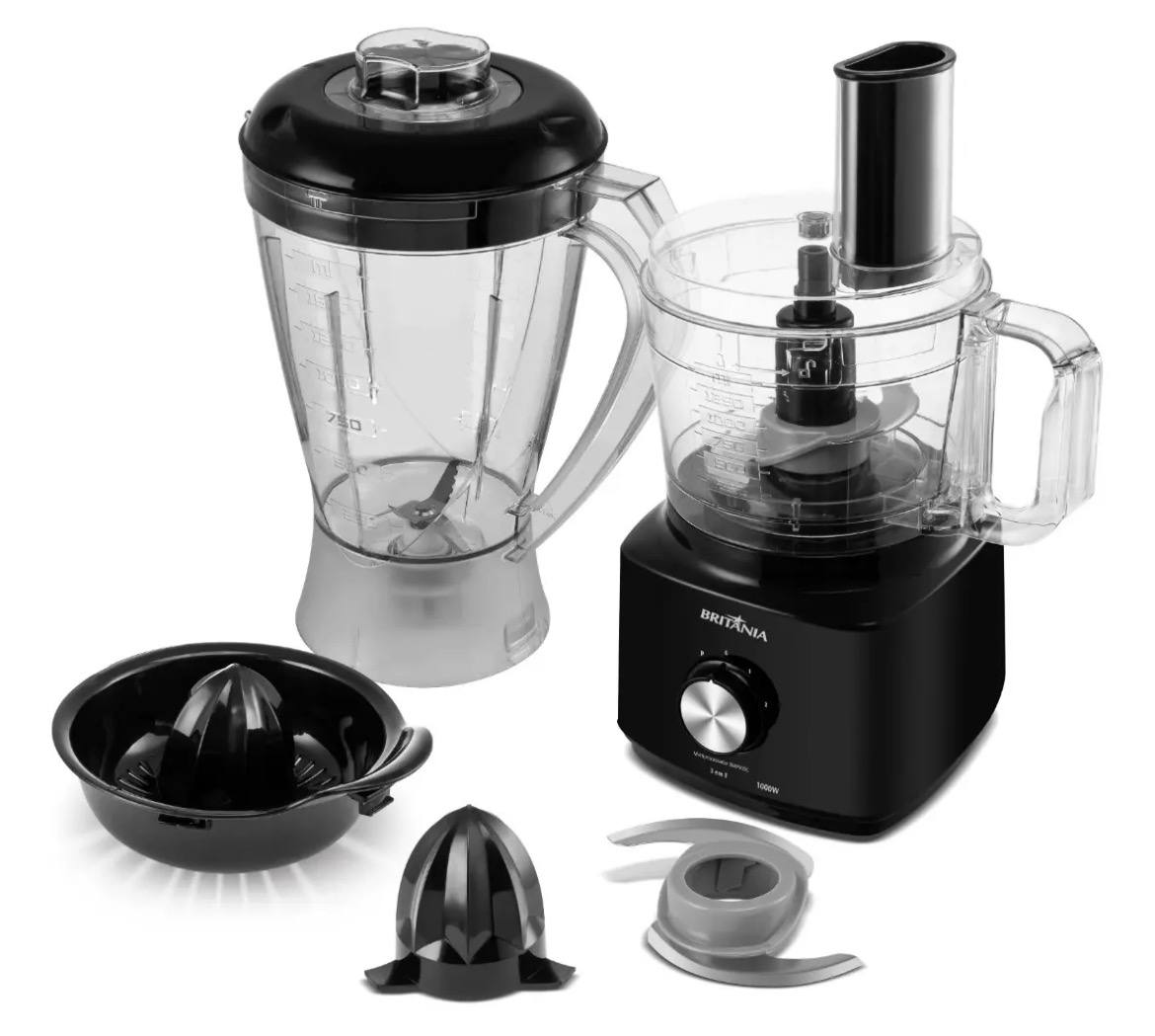 Multiprocessador britânia Bmp900 1000w 3 em 1 inox Preto