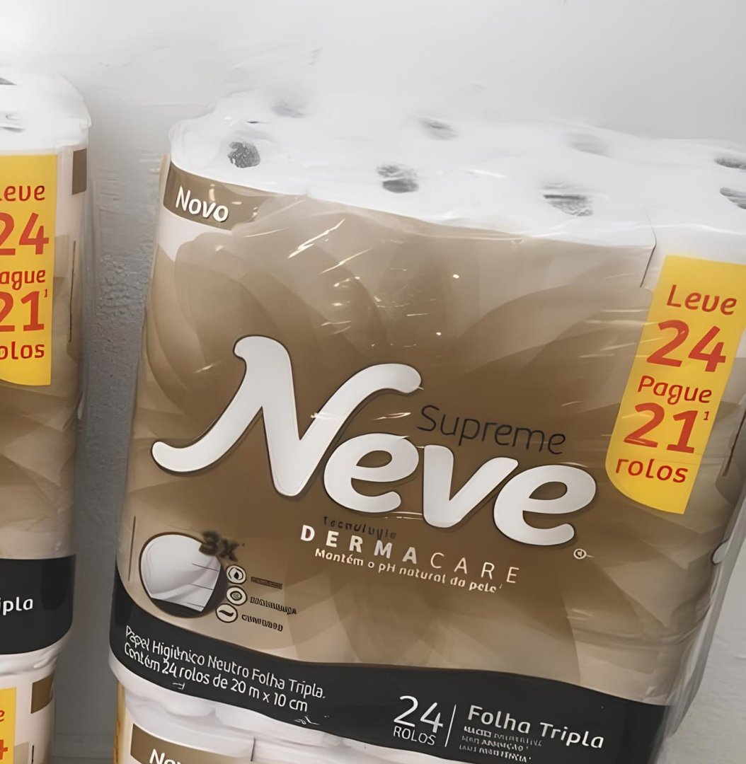 Neve Papel Higiênico Supreme Folha Tripla, 20m, Leve 24 Pague 21 Rolos