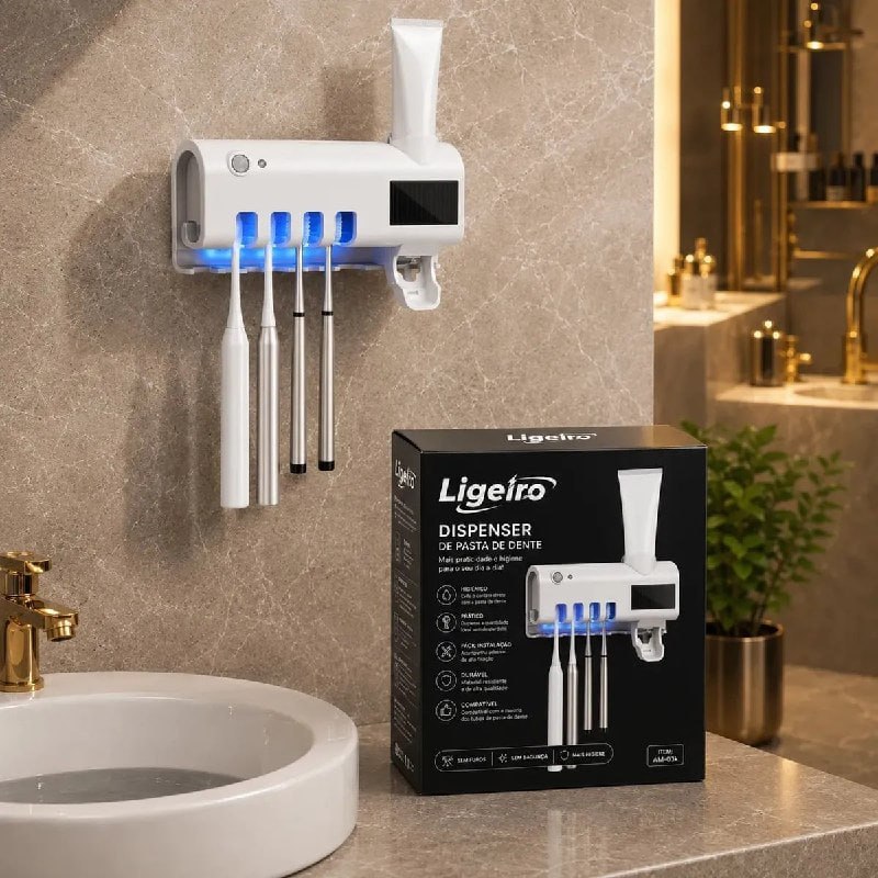 Dispenser Aplicador Pasta Dente Creme Dental Escovas Suporte Branco