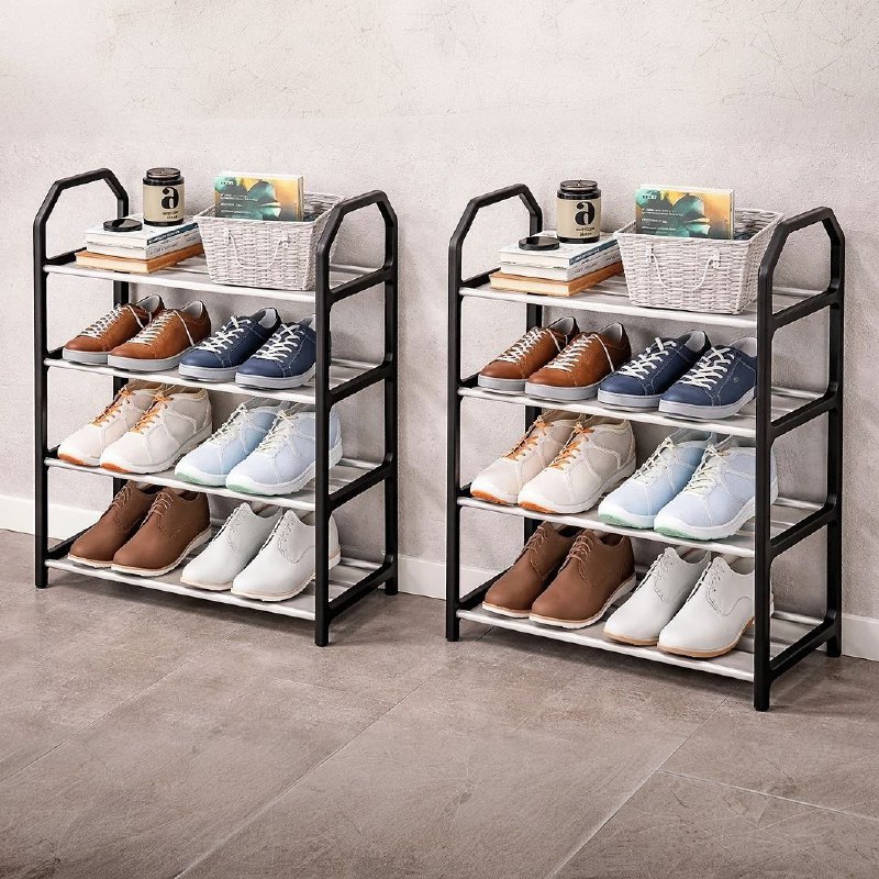 Kit2sapateiras 8 Pares Sapatos Pequena Para Entrada Da Porta Preto