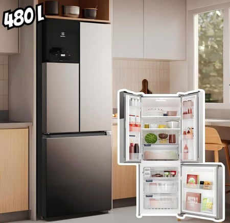 Geladeira Electrolux Frost Free Inverter 480L Efficient AutoSense 3 Portas Inox Look (IM7S...