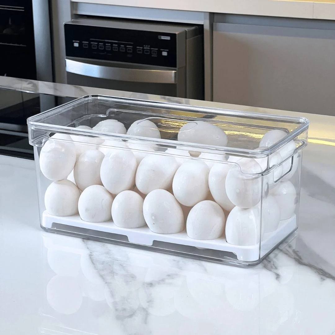 Organizador de Geladeira para Ovos com Tampa 14, 21 e 36 Unidades - Linha Clear Fresh