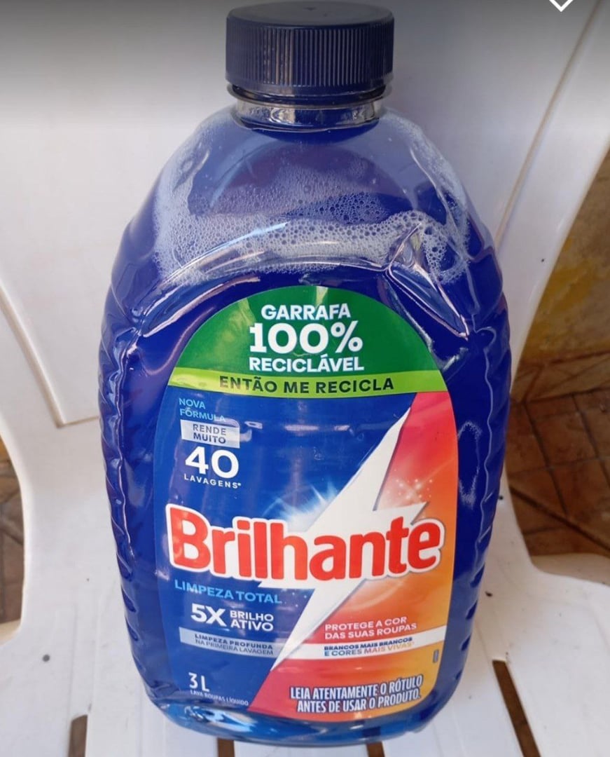 Sabão Líquido Lava Roupas Brilhante Limpeza Total - 3 Litros