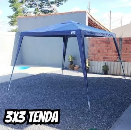 Tenda Gazebo Azul Polietileno 3x3 Metros Desmontável Belfix