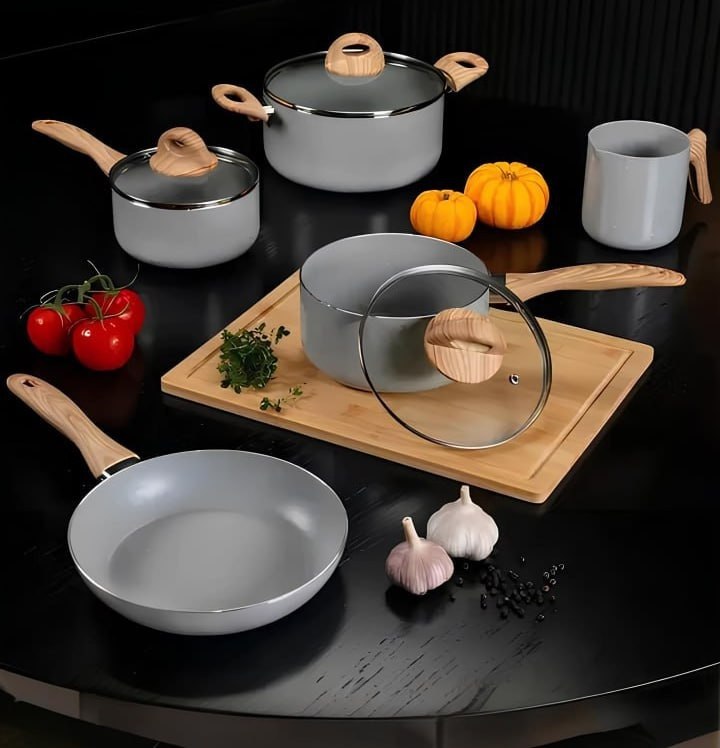 Conjunto De 5 Panelas Gris Brinox Ceramic Life Easy Cinza