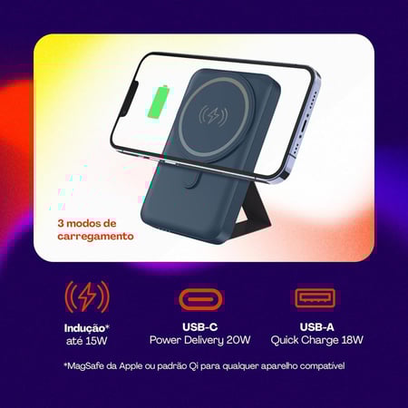 Geonav Power Bank, Carregador Portátil Universal por Indução 10.000mAh, Carregamento rápid...