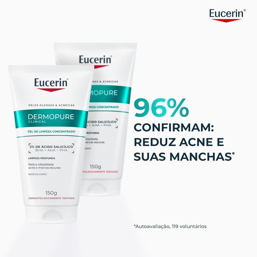 EUCERIN Gel de Limpeza Facial Antiacne DermoPure Concentrado 150ml, Peles Oleosas e Acneic...
