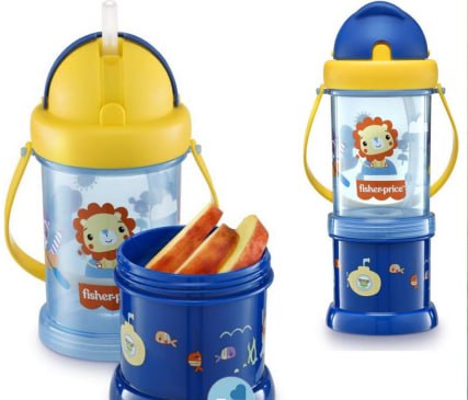 Copo Com Porta Snack Playfyl Azul Summer Sky Fisher Price - BB1012, Fisher Price, Azul Sum...