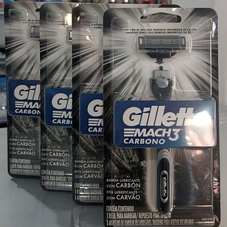 Gillette Mach3 Carbono Aparelho de barbear reutilizável com Carvão Ativado e Fita Lubrific...