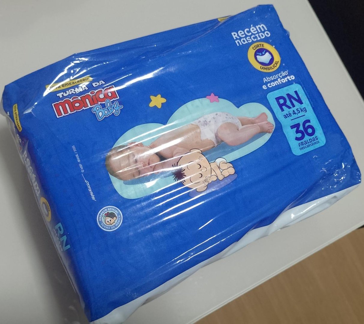 Pacote de Fralda Turma da Mônica Baby Jumbo Tam. RN - 36 Unidades