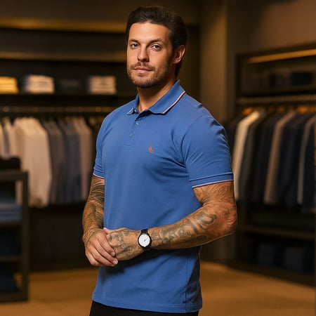 Camisa Polo Reserva Enxuto Friso Azul ou Preto - Tam. P ao GG