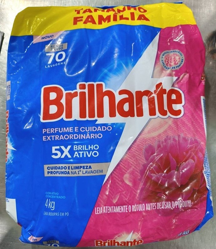 Brilhante Lava-Roupas em Pó Perfume e Cuidado Extraordinário Tamanho Familia - 4kg