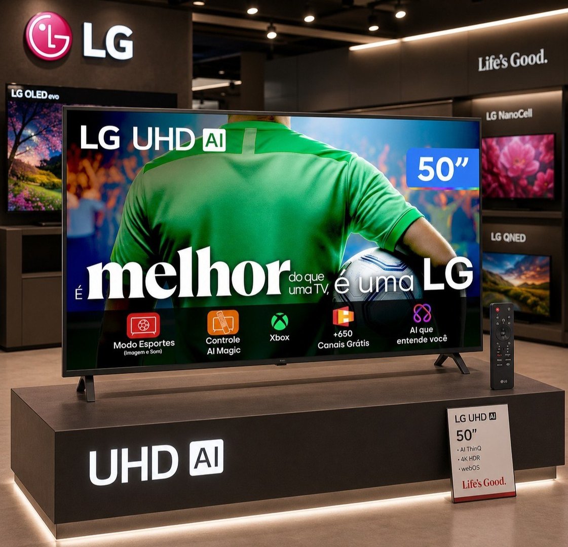 Smart TV 50" LG 4K UHD HDMI USB AI Processor Gen8 Controle Smart Magic Alexa Comando de Voz