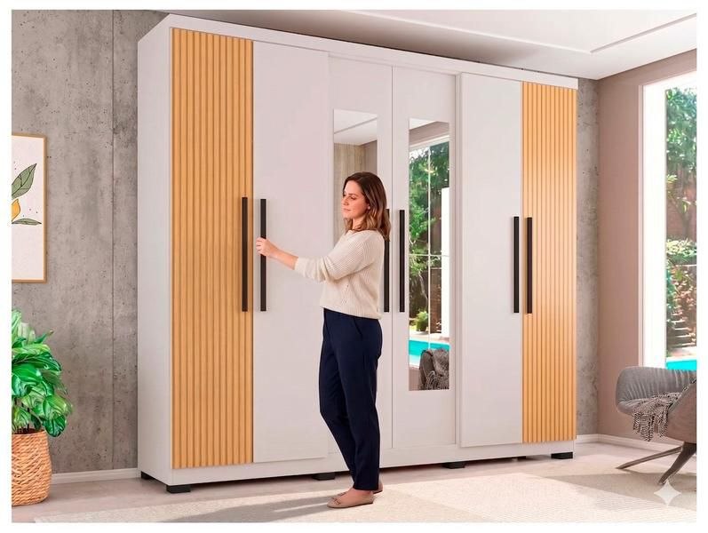Guarda-roupa Casal com Espelho 6 Portas 4 Gavetas Araplac Braga