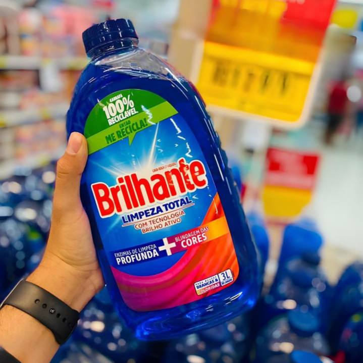 Brilhante lava roupas líquido limpeza total 3 litros