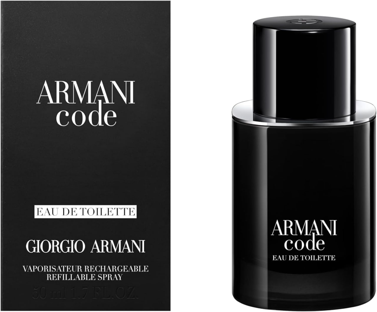 Armani Beauty, Armani Code Eau de Toilette, 50ml, Giorgio Armani, Perfume Masculino Refilável, Fragrância Oriental Amadeirada com Notas de Tangerina Verde, Lavanda, Fava Tonka e Cedro