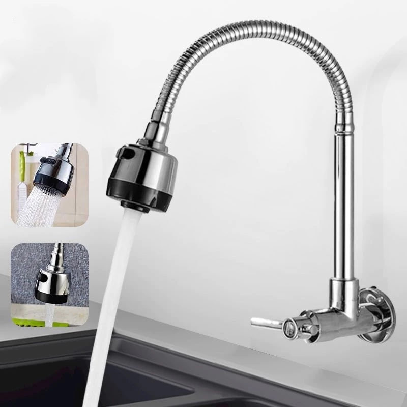 Inox Prata Torneira  Prata/Preto Com Chuveiro Com Rotação De 360° Cozinha Luxo Parede Prom...