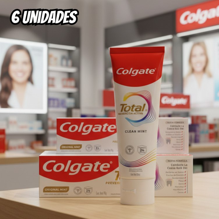 Colgate Creme Dental Total Original Mint, Prevenção Ativa, 90g 6 unidades