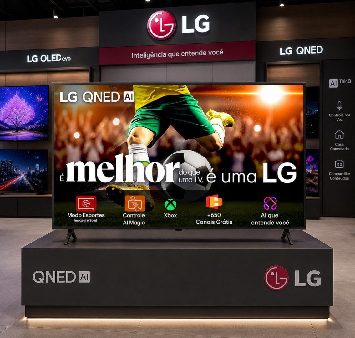 Smart TV 55" QNED LG 4K Ultra HD  WebOS 25 α7 AI Processor 4K Gen8 HDMI USB Alexa Smart Ma...