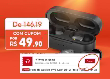 Fone de Ouvido TWS Start Dot 2 Preto Pulse - PH428
