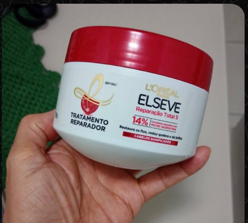L'Oréal Paris Elseve Reparação Total 5+ Creme de Tratamento, Repara os 5 Sinais de Danos como Quebra e Ressecamento com Cicatri-Ceramida, Recupera, Hidrata e Dá Brilho, 300g