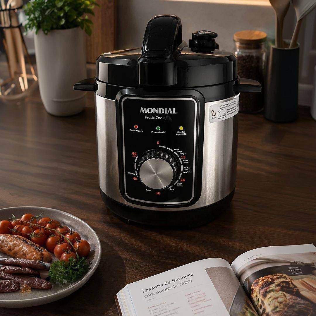 MONDIAL Panela de Pressão Elétrica Pratic Cook 3L, 110V, Preto, 3L, 700W - PE-47-3L-I