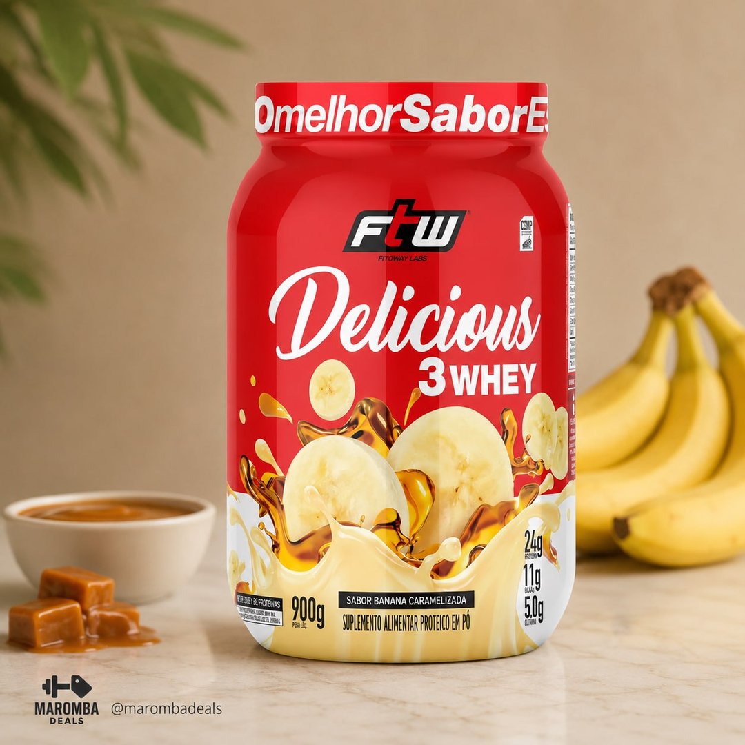 Whey Delicious 900g Ftw Os Sabores Sabor Banana Caramelizada