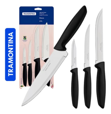 Jogo Facas Tramontina Kit Conjunto Faca Cozinha Churrasco 4p