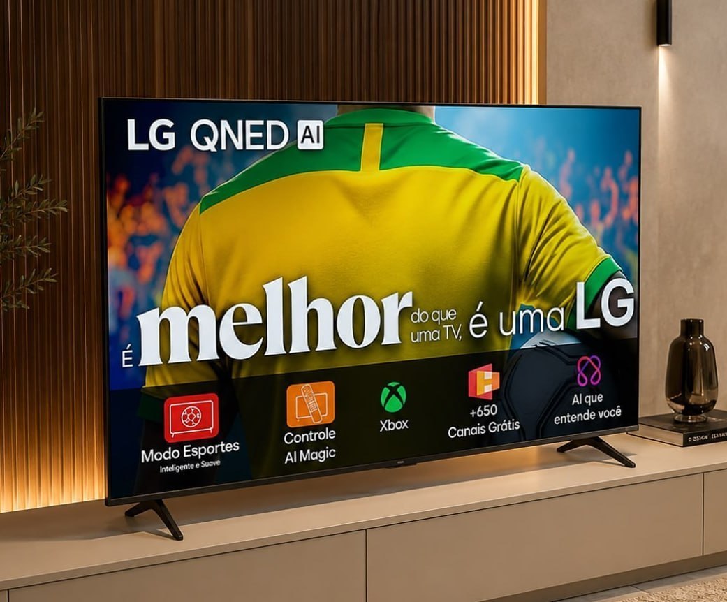 Smart TV 4K 50" LG QNED73 Portal de Games Processador AI α7 Gen8 4K Super Upscaling Google Cast Integrado Controle AI Magic WebOS 25 Modo Esportes Alerta de Esportes
