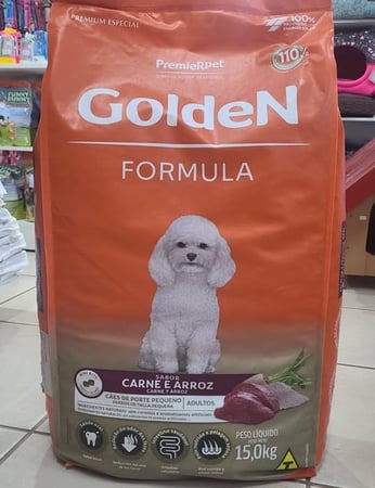 Ração Golden Cães Adultos Raças Pequenas Carne e Arroz Mini Bits 15kg