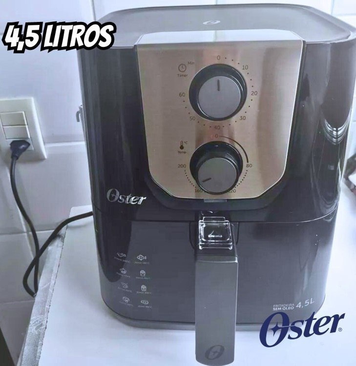 Fritadeira Elétrica Air Fryer Oster Black Perform 4,5L c/Timer - 110v