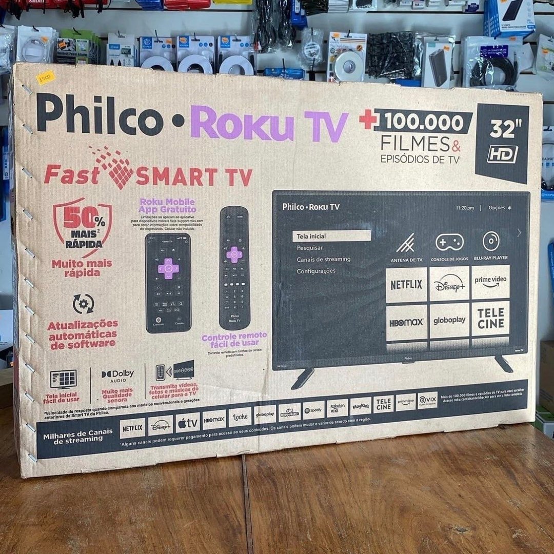 Smart TV 32” Philco PTV32K34RKGB Roku TV Led Dolby Audio