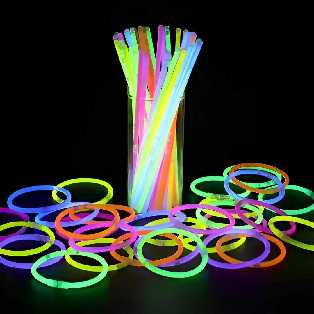 Pulseira Neon Kit 100 Adereços Balada Fluorescente Festa Led