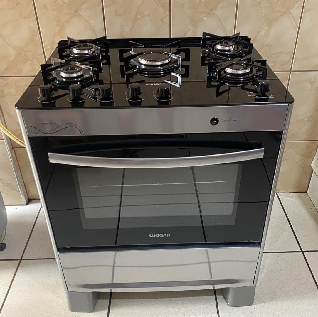 Fogão 4 Bocas Mesa Vidro Neo Glass Suggar Acendimento Automatico Prata - Bivolt