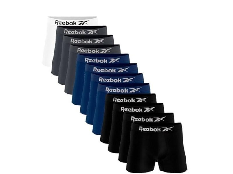 Kit 12 Cuecas Boxer Reebok Masculinas Microfibra Adulto Box Sem Costura (BR, Alfa, G, Regu...