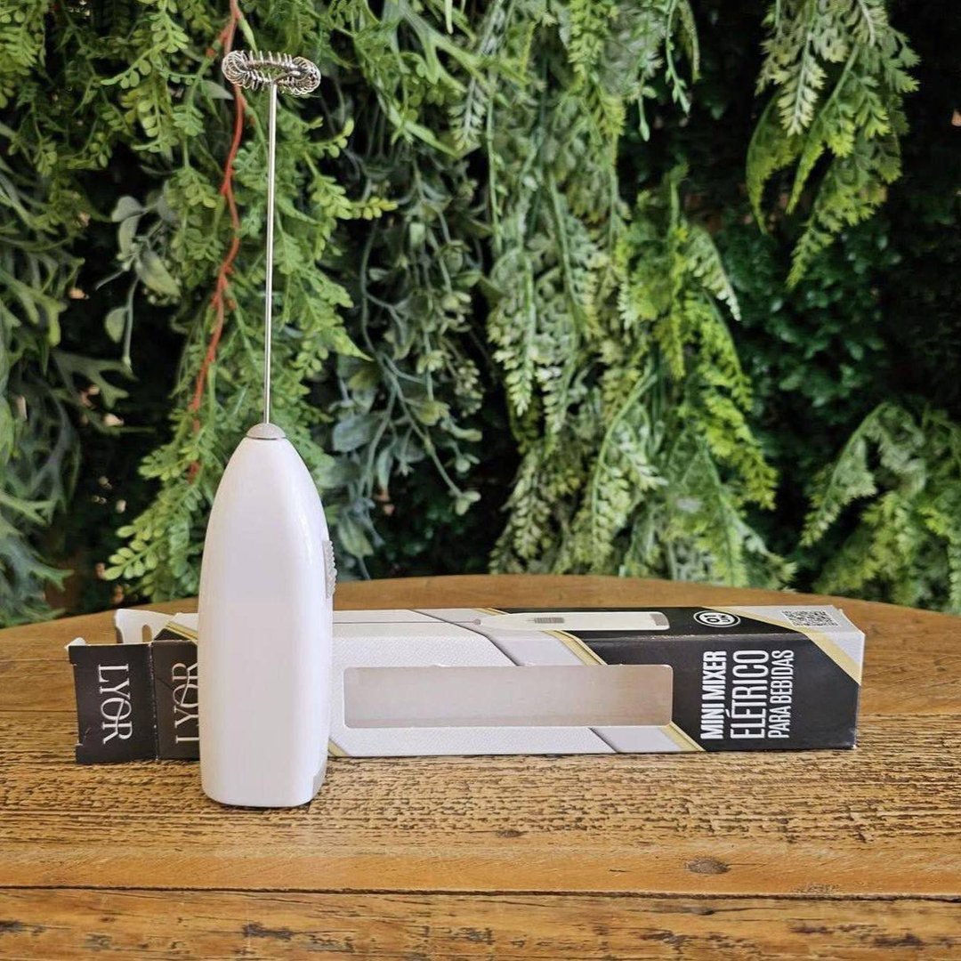 LYOR - Mini Mixer Misturador Elétrico para Bebidas - Inox e Plástico Branco - Eficiente e ...