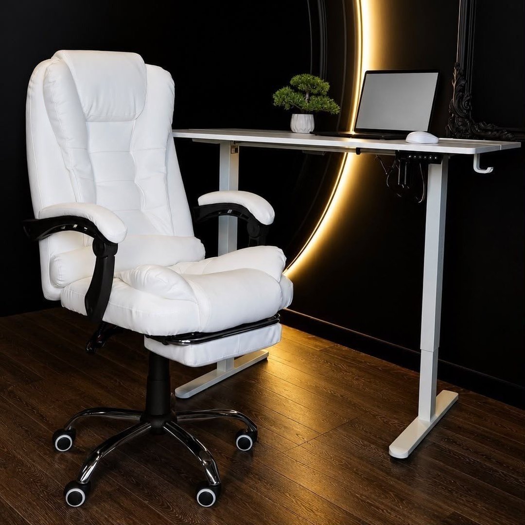 Cadeira de Escritório Itália Presidente Ergonômica Couro Sintético Encosto Ajustável Com Trava E Apoio Para Pés até 150kg
