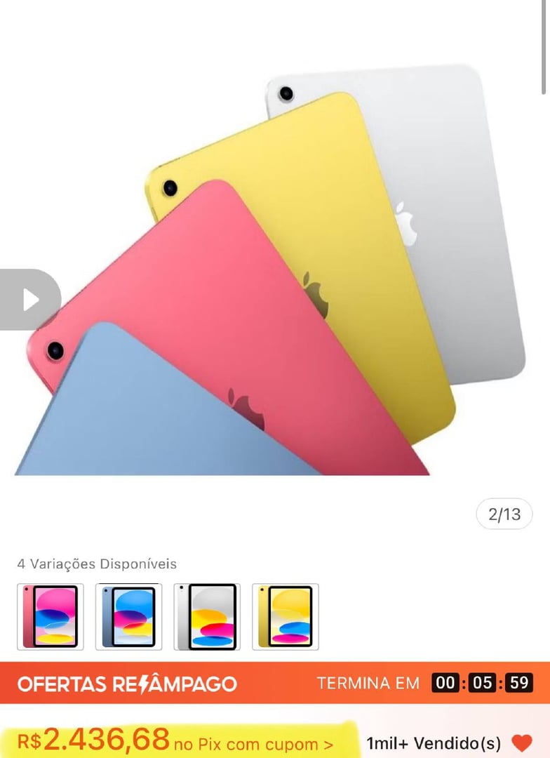 Tablet Apple IPad 11” Geração Lacrado Original 1 Ano Garantia Apple Brasil com NF Pronta e...