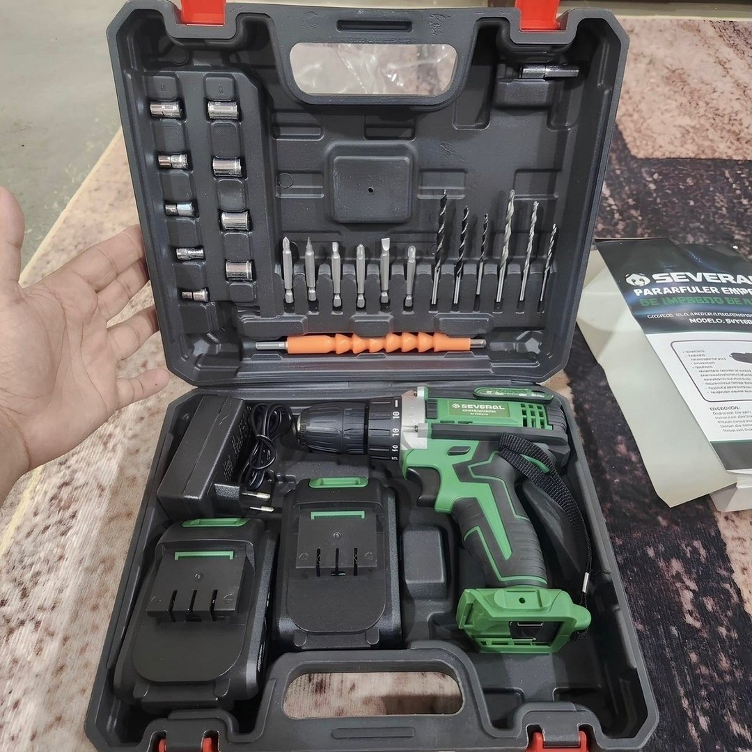 Parafusadeira Furadeira 21v 1300mah Com 2 Baterias