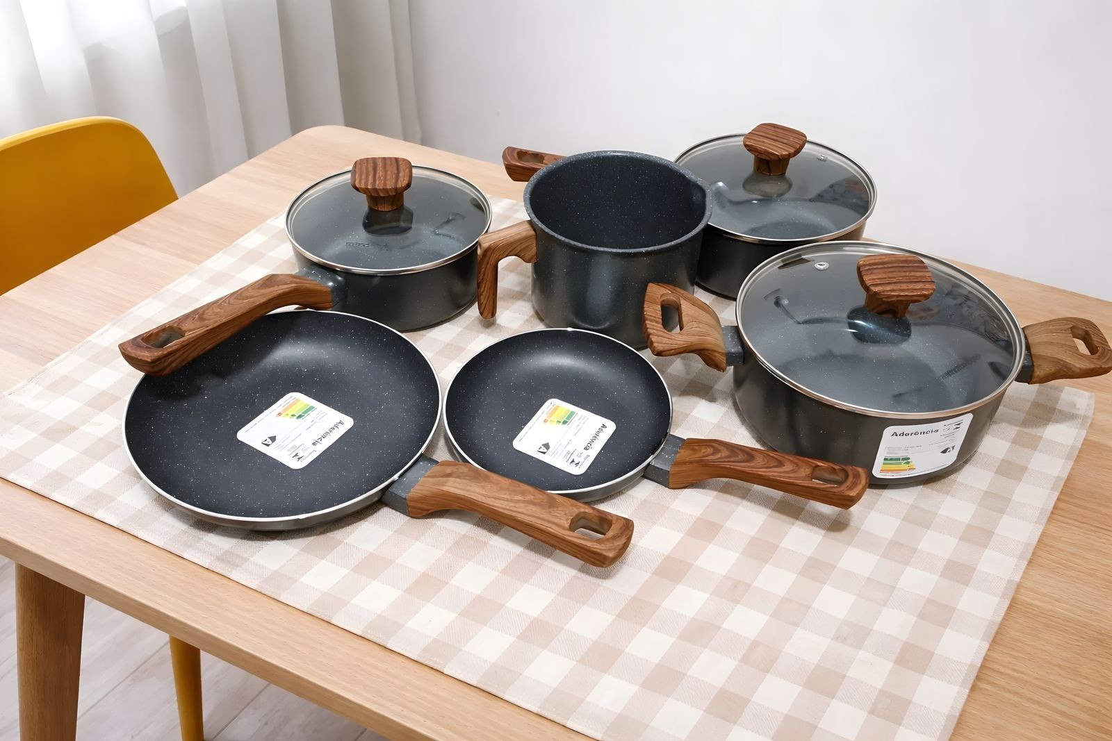 Jogo De Panelas Indução Mimo Style Cerâmica 10 Peças Cor Granito